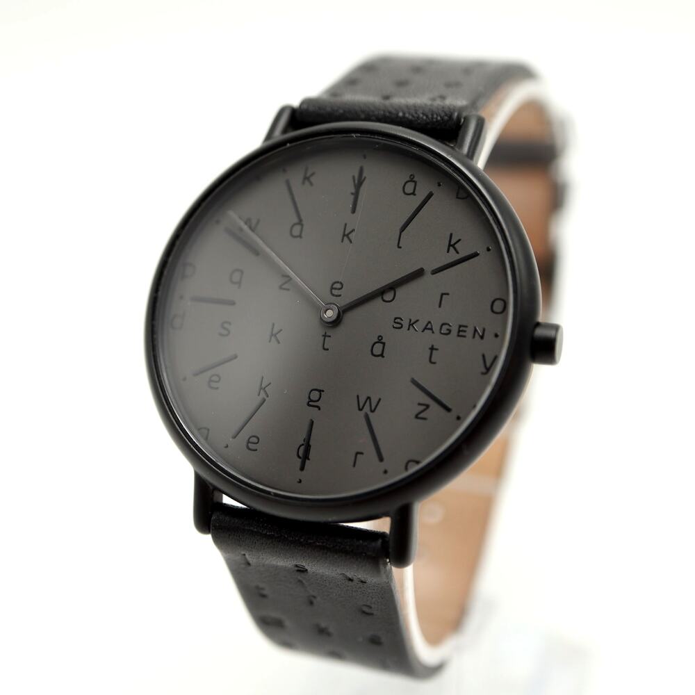 Skagen Signatur Alphabet Black Slim Unisex 36mm Watch Leather with New Battery